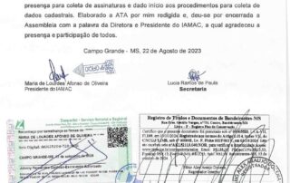 ATA de assembleia ocorrido na Câmara Municipal de Jaraguari MS